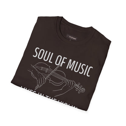 Violin Line Art Tee — "Soul of Music Lives in the Violin"