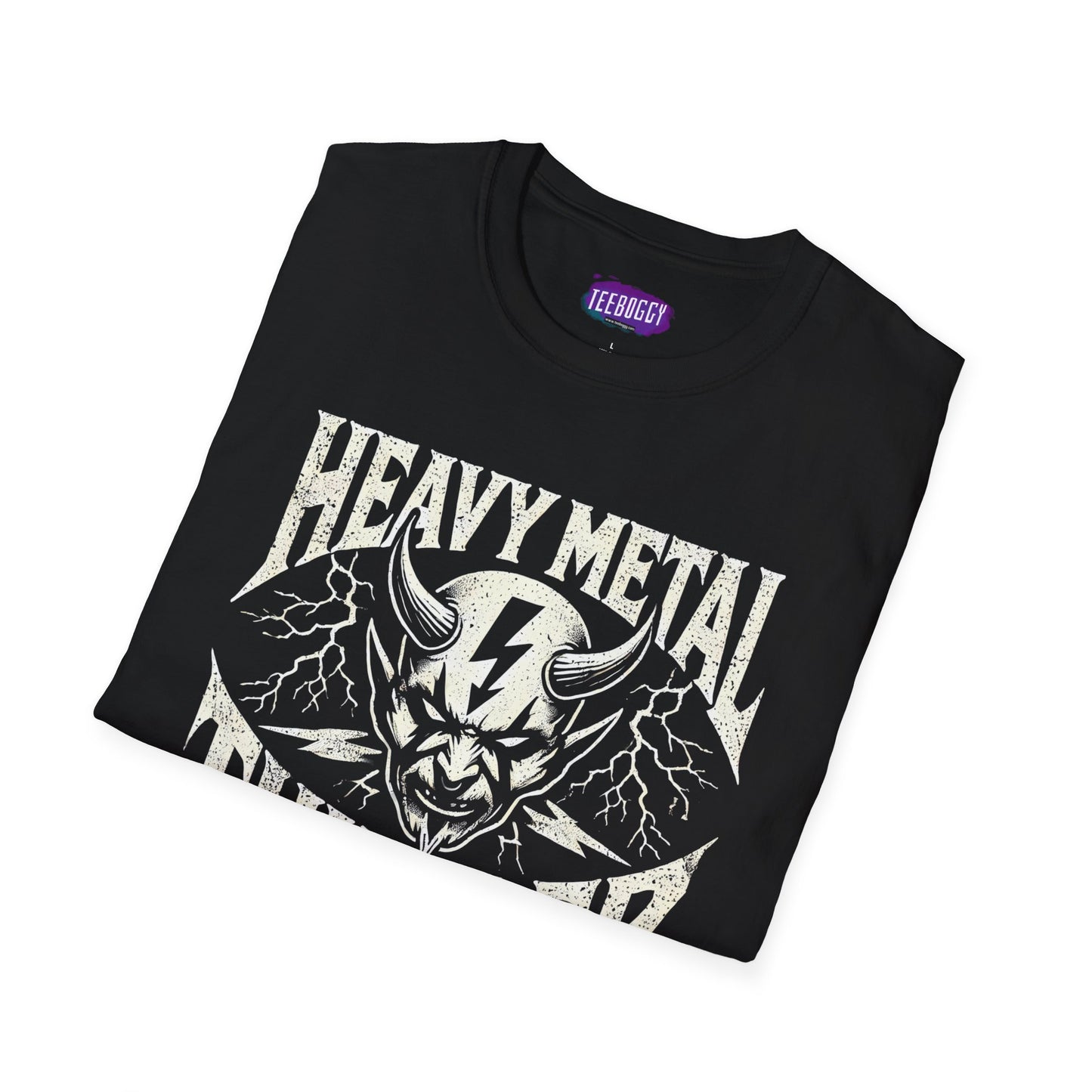 Heavy Metal T-Shirt with Devil's Horns & Thunder Bolt Design