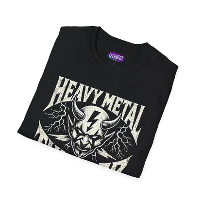 Heavy Metal T-Shirt with Devil's Horns & Thunder Bolt Design
