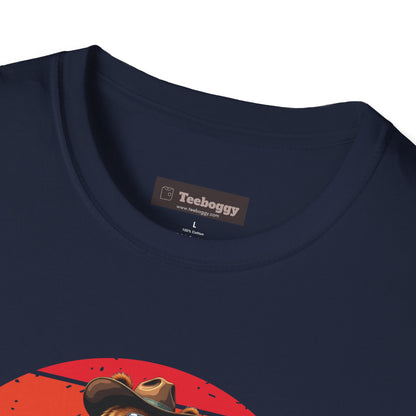 Daddy Bear T-Shirt — Grizzly Dad Playing Acoustic Guitar Retro Sun Design