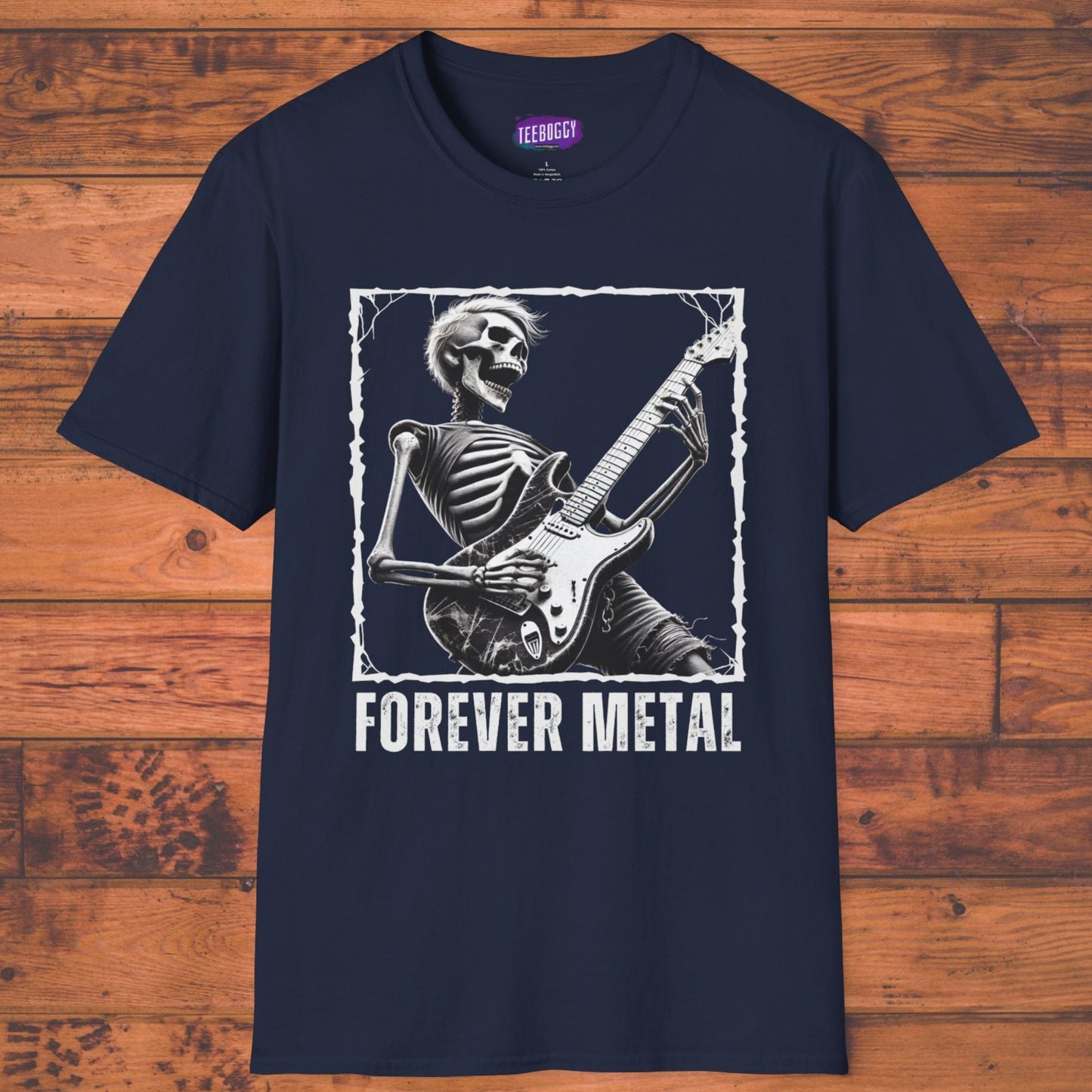 Guitar Metal T-Shirt - Skeleton Rocking Out
