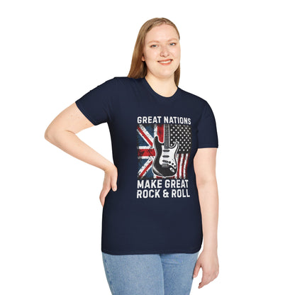 Great Nations Make Great Rock and Roll T-Shirt — USA & UK Flag Rock Tee