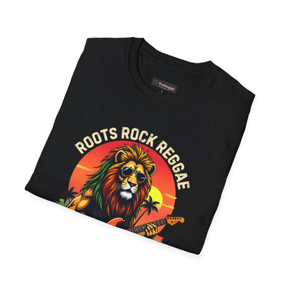 Roots Rock Reggae Lion Guitar T-Shirt — One Love Music Tee