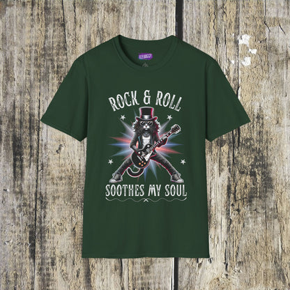 Rocker Cat T-Shirt, Rock & Roll, Soothes My Soul Design