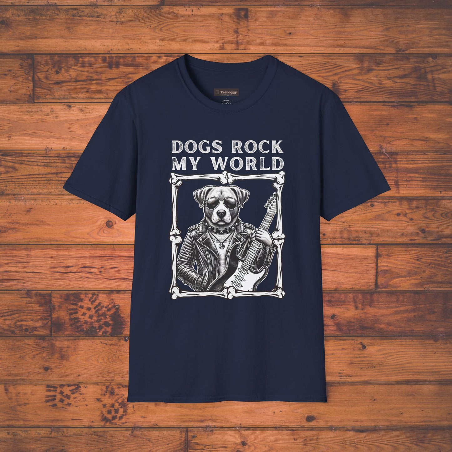 Dogs Rock My World, T-Shirt — Rock & Roll Dog Graphic Tee