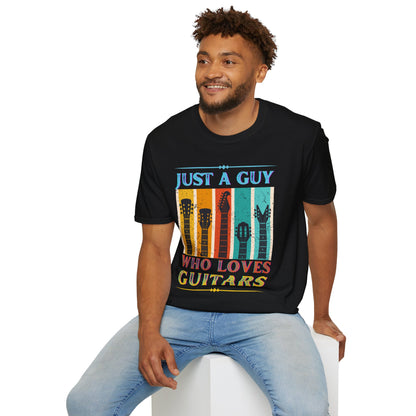 Guitar Headstocks Unisex T-Shirt - 'Just a Guy Who Loves Guitars'