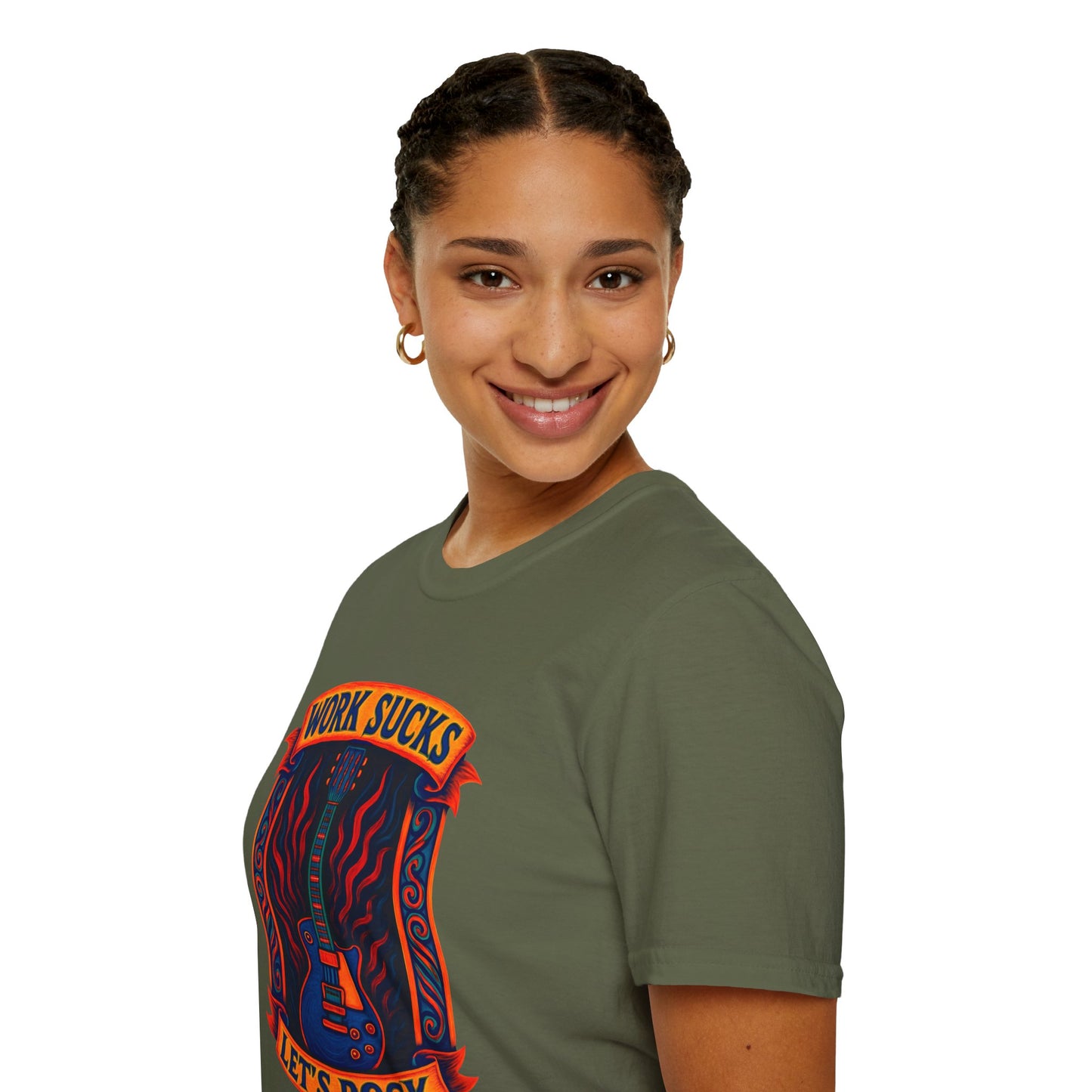 Work Sucks, Let’s Rock T-Shirt — Rock Guitar Graphic Tee