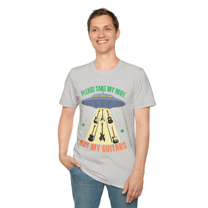 Alien Spaceship Abducting Guitars T-Shirt