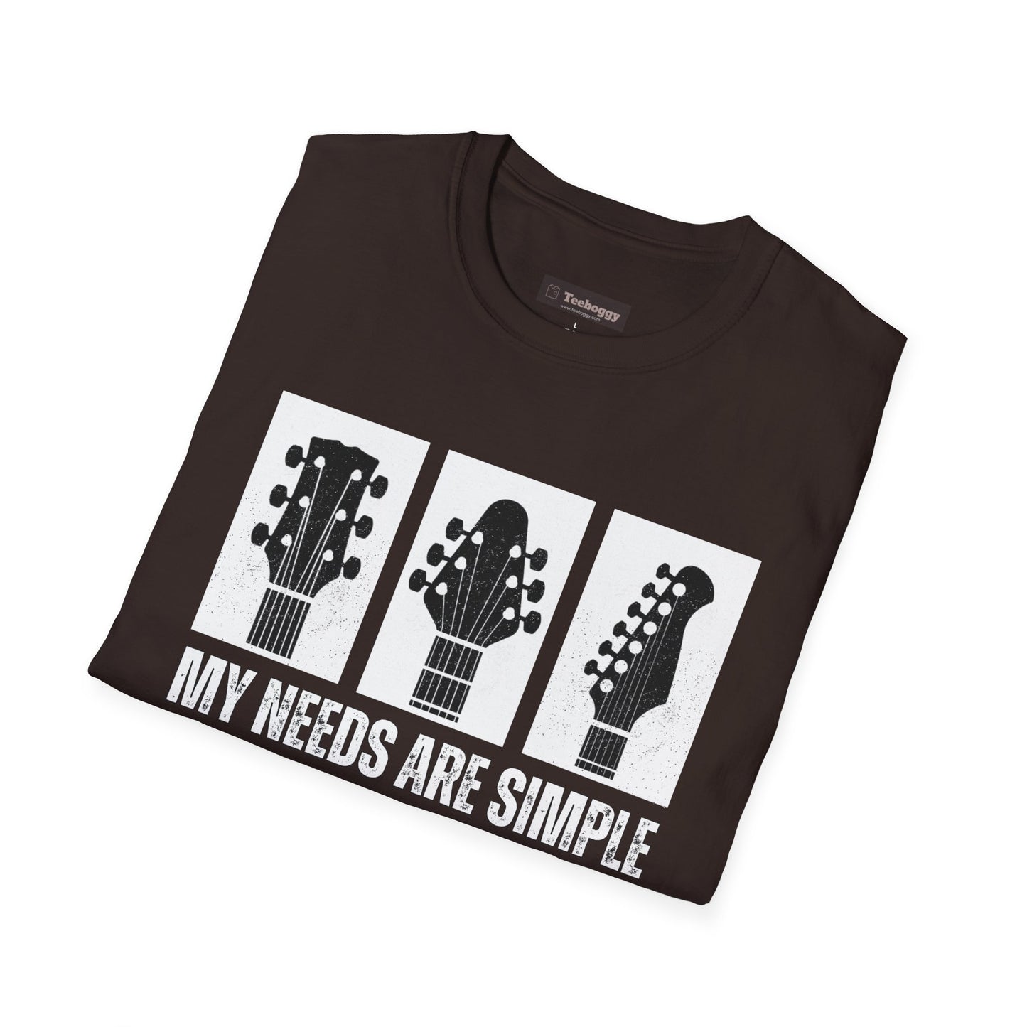 Guitar Headstocks Tee — "My Needs Are Simple!"