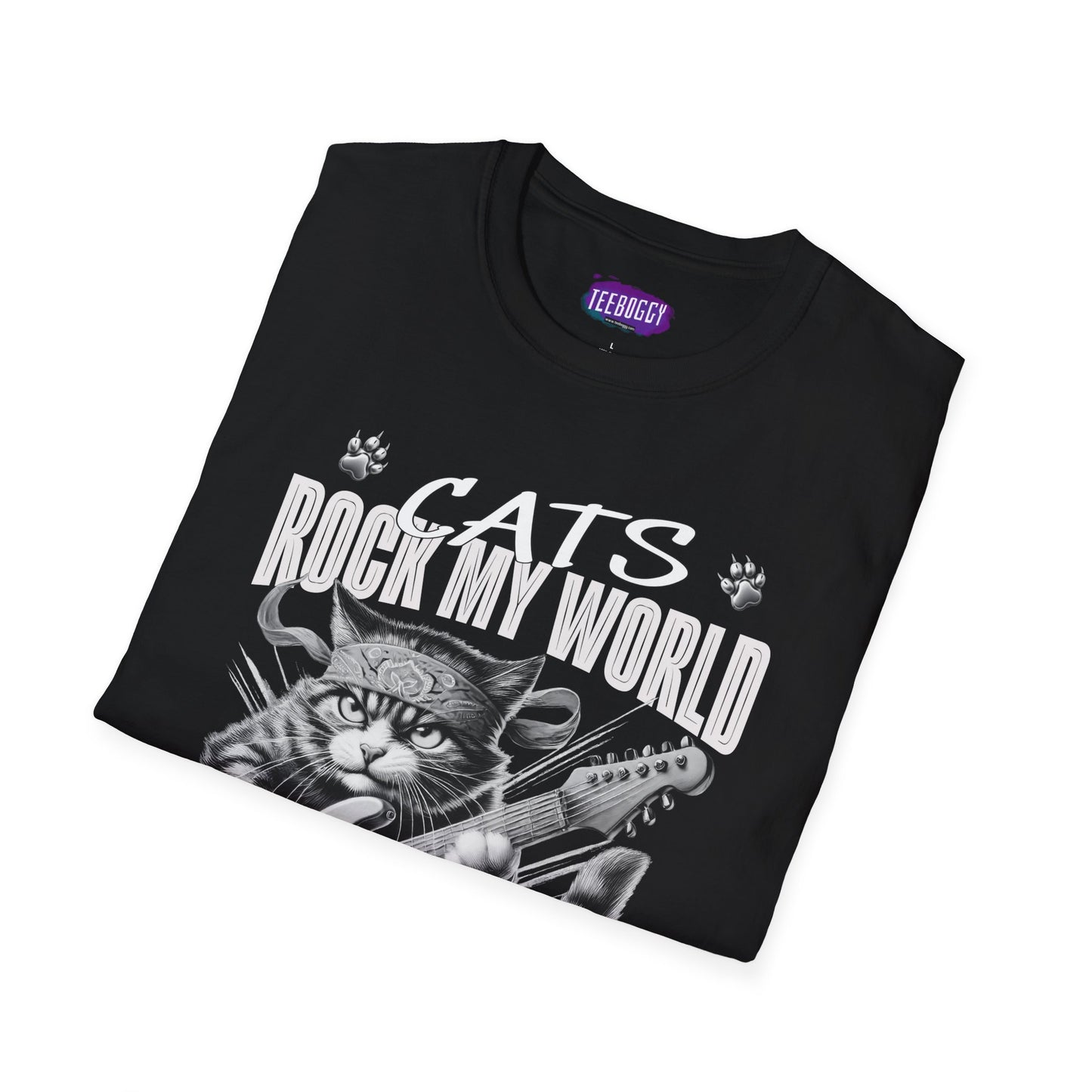 Rocker Cat T-Shirt - Cat Rock My World - R U Feline The Music