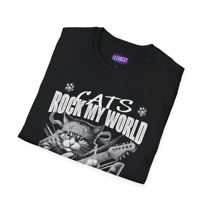 Rocker Cat T-Shirt - Cat Rock My World - R U Feline The Music
