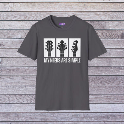 Guitar Headstocks T-Shirt - My Needs Are Simple