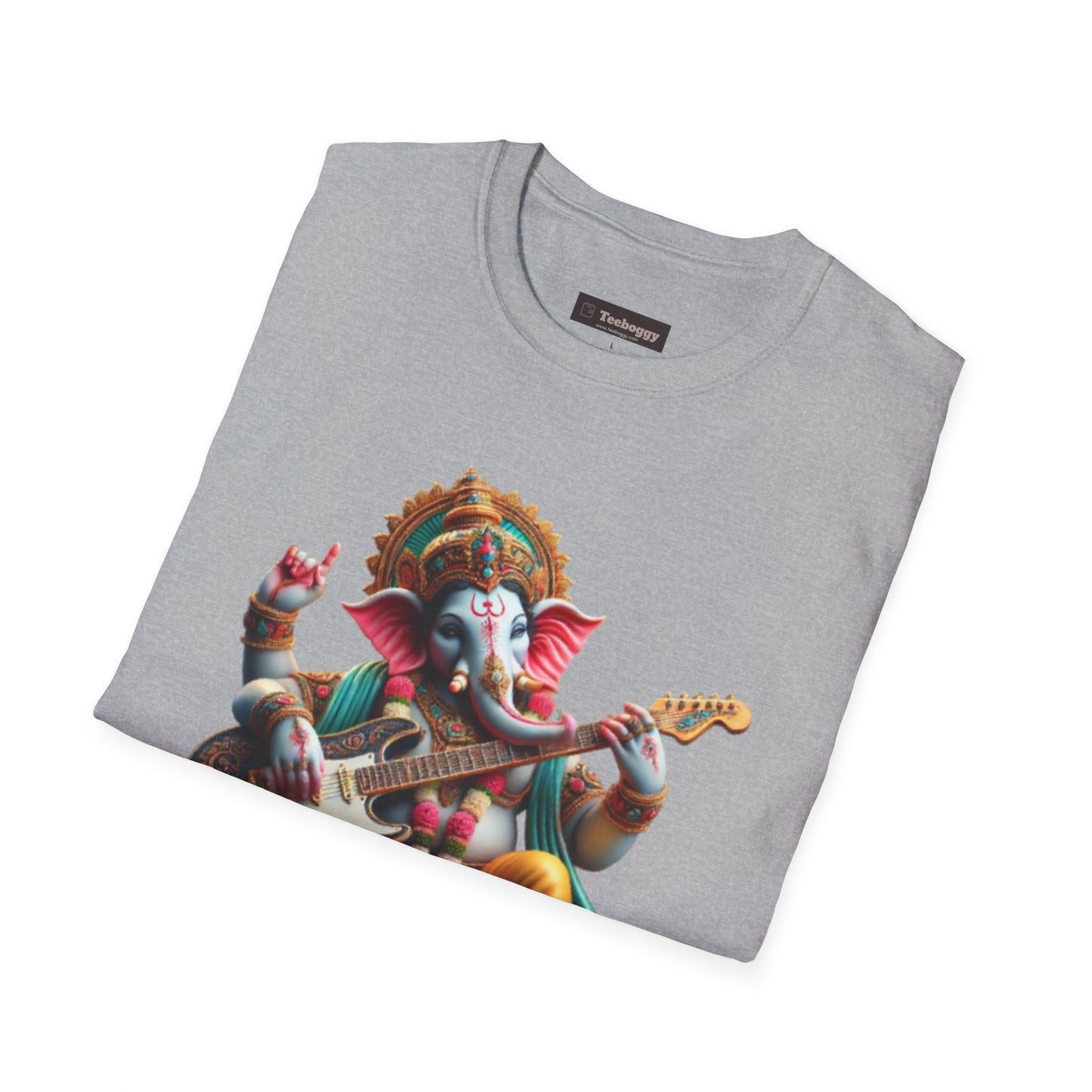 Ganesh Playing Electric Guitar T-Shirt — Woodstock Vibes Spiritual Rock Tee