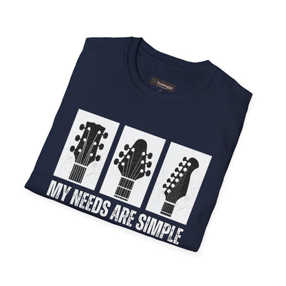 Guitar Headstocks Tee — "My Needs Are Simple!"