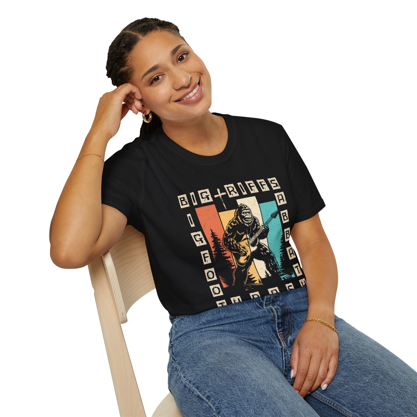 Bigfoot Guitar Graphic T-Shirt — Heavy Metal Wilderness Band Tee