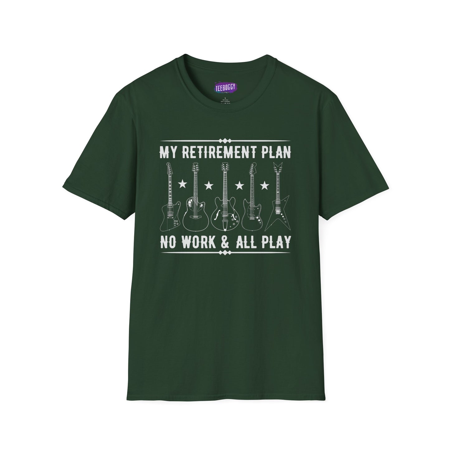 Guitar Types Unisex T-Shirt - My retirement plan, no work & all play