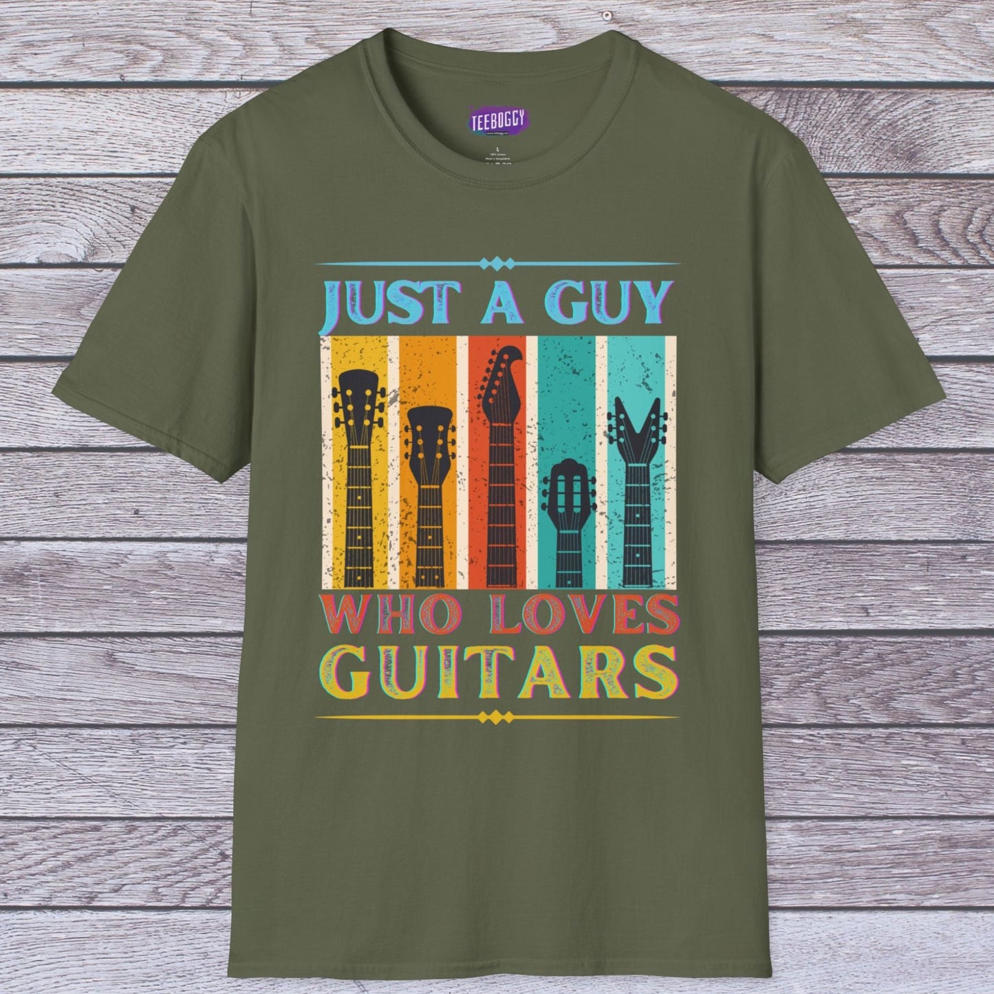 Guitar Headstocks Unisex T-Shirt - 'Just a Guy Who Loves Guitars'