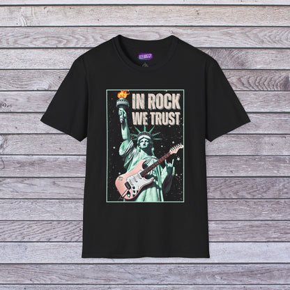 Patriotic Rock T-Shirt - 'In Rock We Trust' | Softstyle