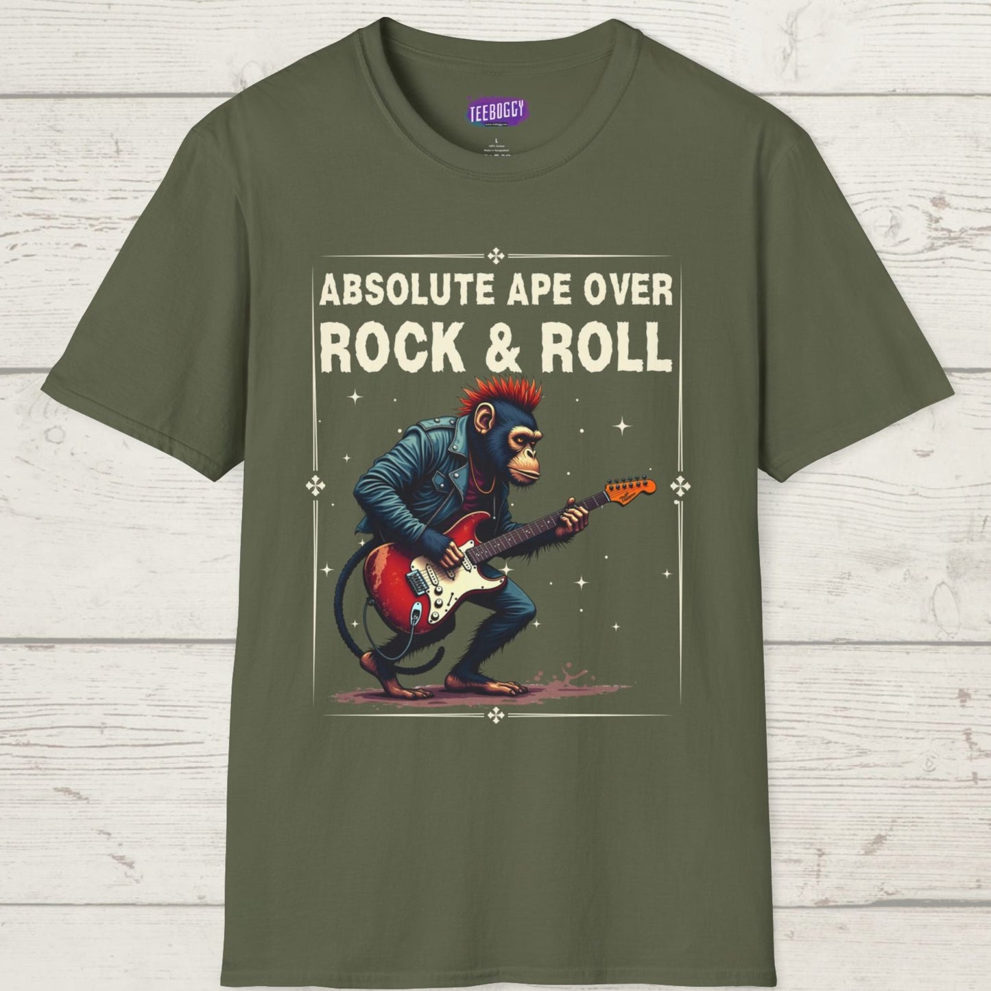 Funny Rocker Monkey Unisex T-Shirt - Absolute Ape Over Rock & Roll