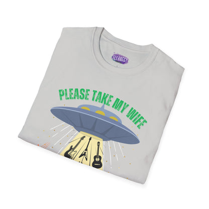 Alien Spaceship Abducting Guitars T-Shirt