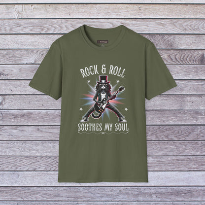Rock & Roll Cat T-Shirt — "rock & roll, soothes my soul"