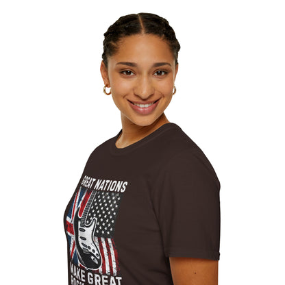 Great Nations Make Great Rock and Roll T-Shirt — USA & UK Flag Rock Tee