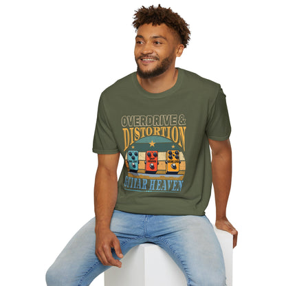 Guitar Pedals T-Shirt — "Overdrive and Distortion, Guitar Heaven"