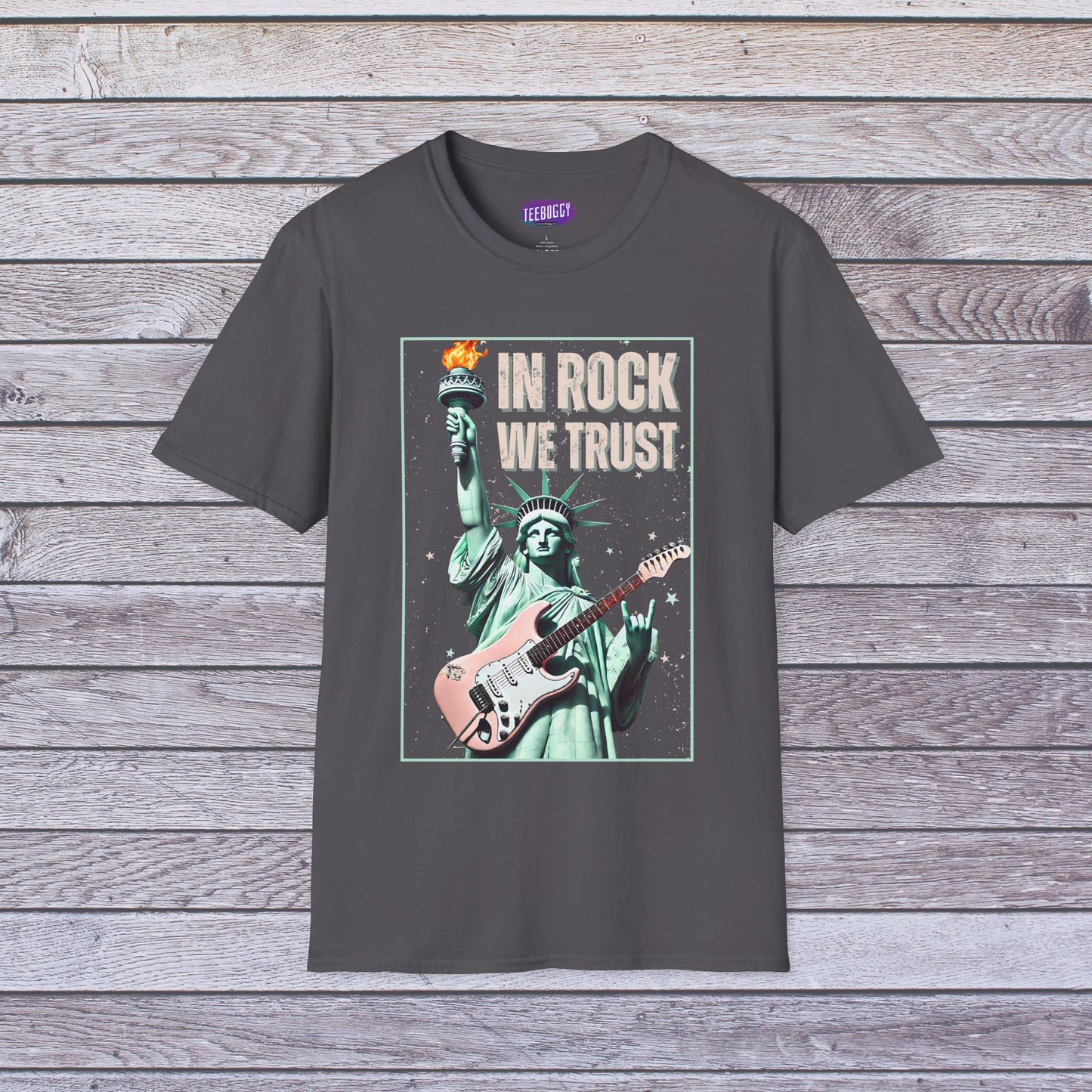 Patriotic Rock T-Shirt - 'In Rock We Trust' | Softstyle
