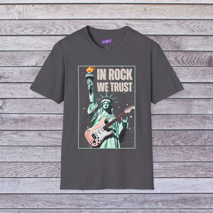 Patriotic Rock T-Shirt - 'In Rock We Trust' | Softstyle