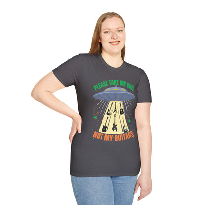 Alien Spaceship Abducting Guitars T-Shirt