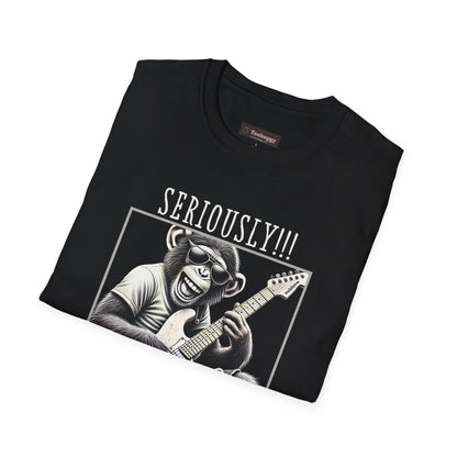 Chimpanzee Guitar T-Shirt — "Seriously!!! You Think This Is Me?"