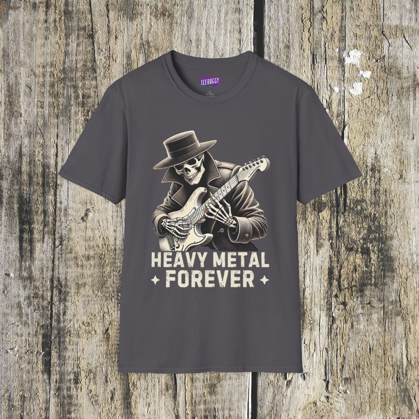 Skeleton Guitarist T-Shirt - Heavy Metal Forever