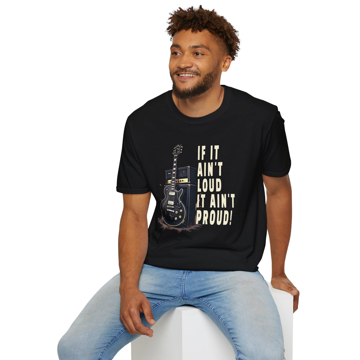 Guitar Amp Image and Slogan Unisex Softstyle T-Shirt