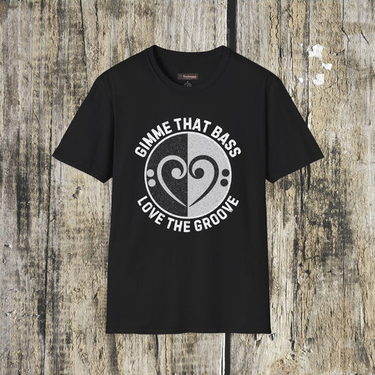 Bass Clef Heart Unisex T-Shirt - Feel the Bass, Love the Groove