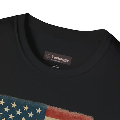 Rock & Roll T-Shirt — "In Rock & Roll We Trust" USA Flag Patriotic Tee