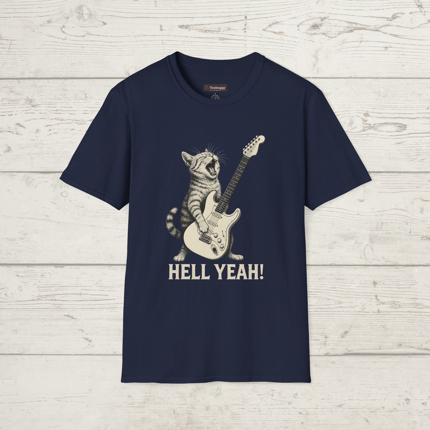 Cat Rocking-Out With Guitar, Hell Yeah!, T-Shirt.