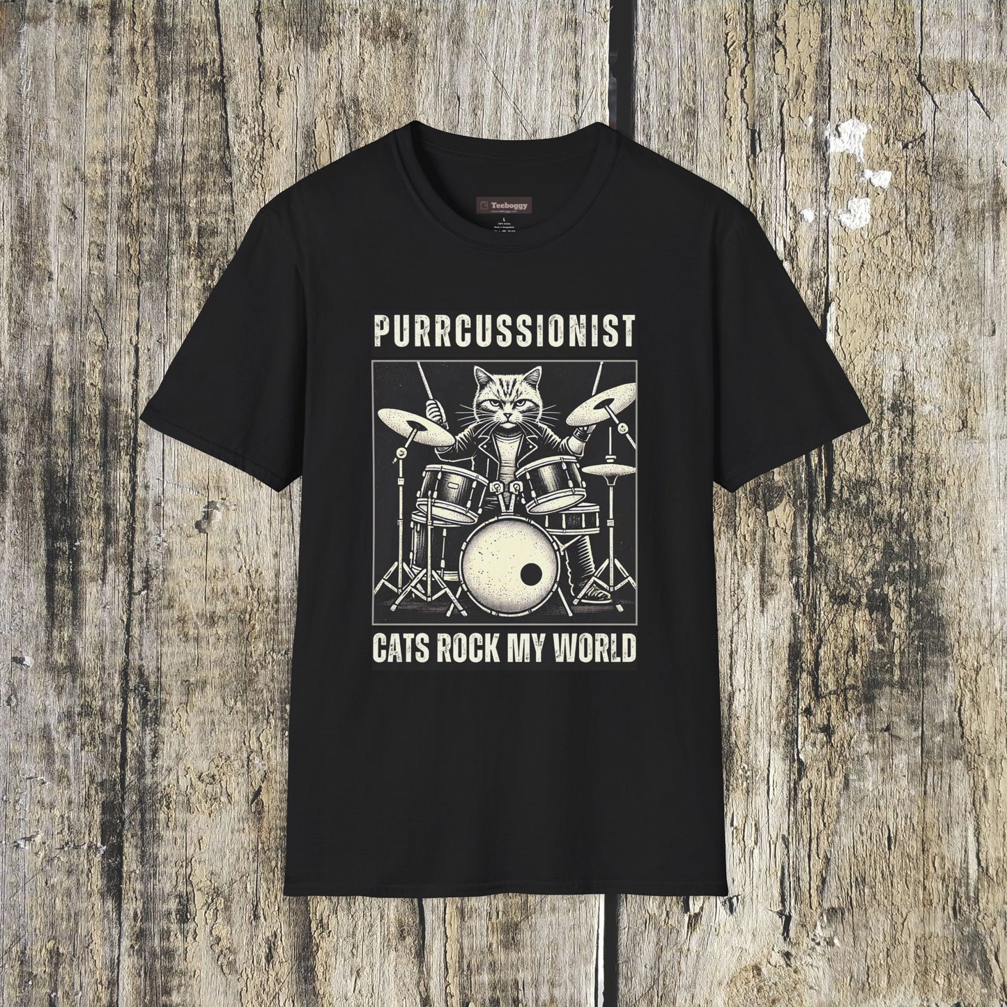 Purrcussionist Cat Drummer T-Shirt — Cats Rock My World