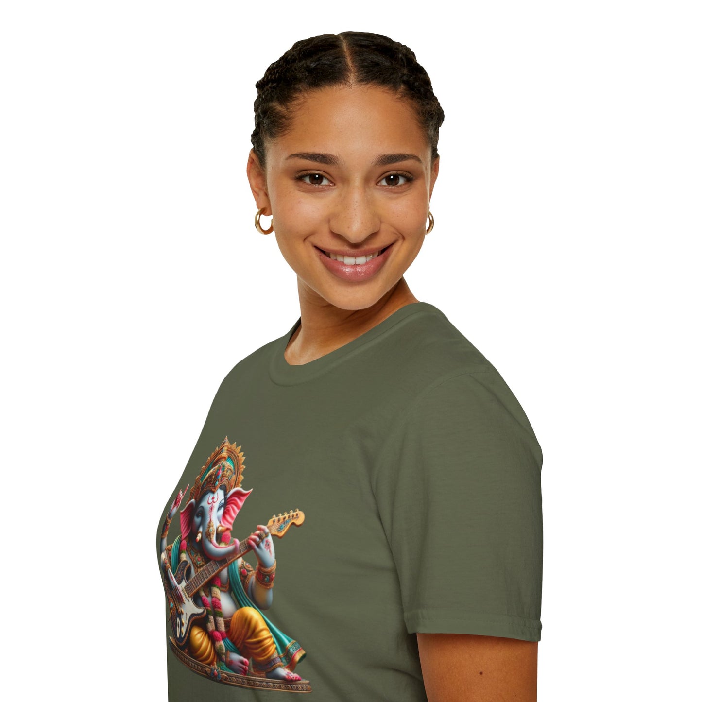 Ganesh Playing Electric Guitar T-Shirt — Woodstock Vibes Spiritual Rock Tee