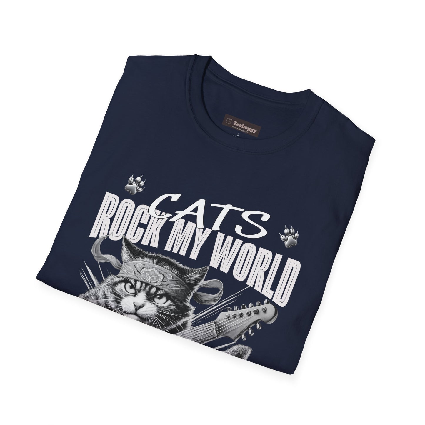 Rocker Cat T-Shirt - Cats Rock My World - R U Feline The Music
