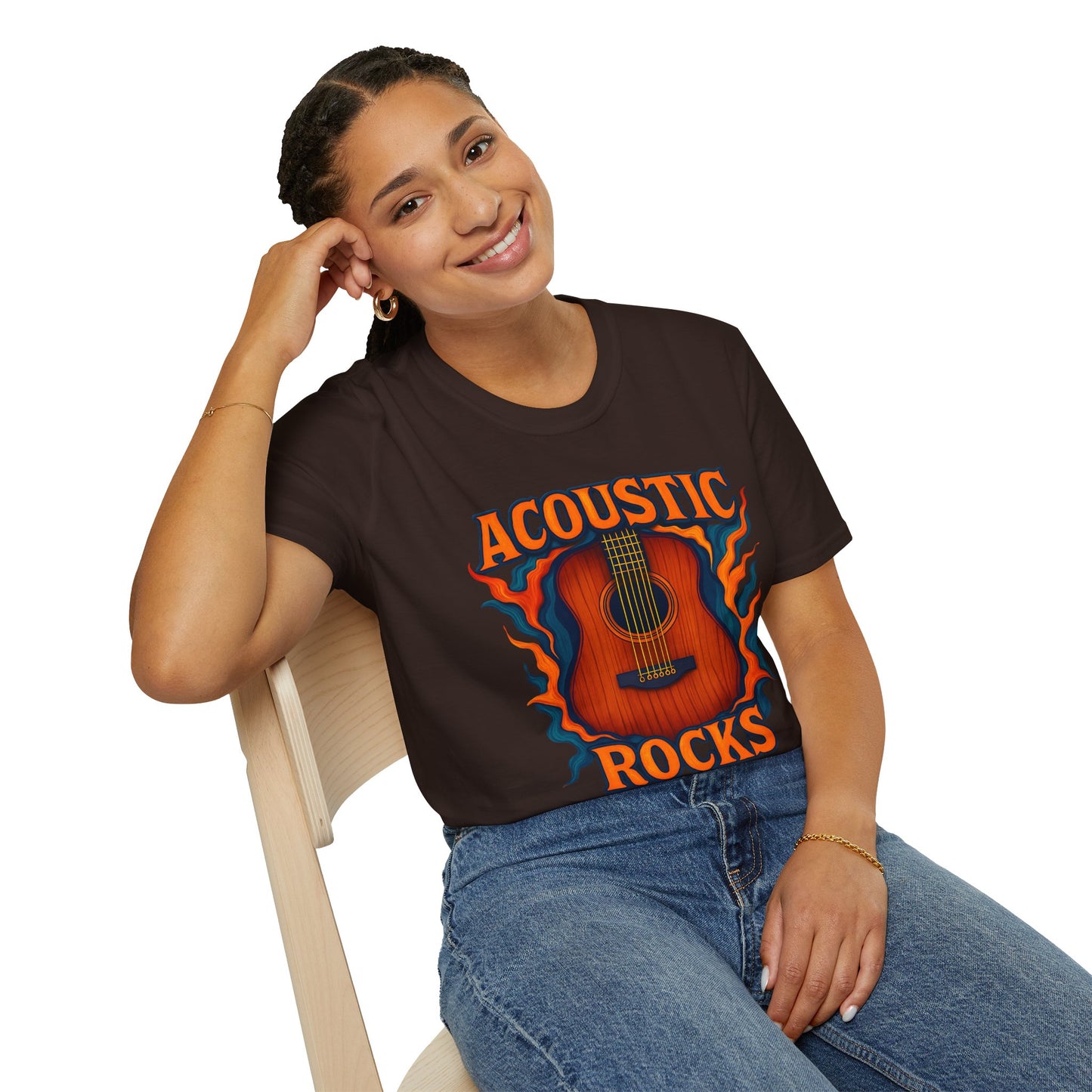 Acoustic Guitar T-Shirt — "Acoustic Rocks" Folk & Rock Tee