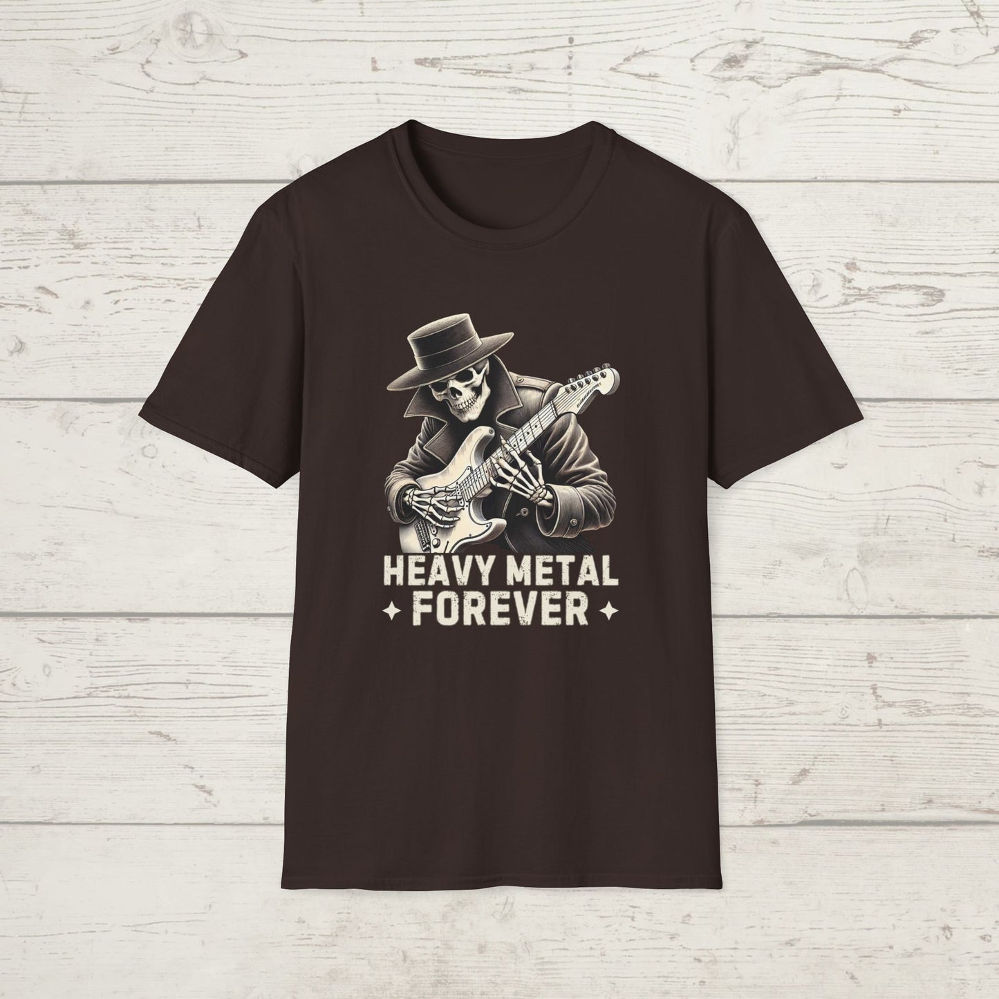 Heavy Metal Forever T-Shirt — Skeleton Rocker Guitar Tee