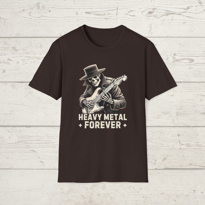 Heavy Metal Forever T-Shirt — Skeleton Rocker Guitar Tee
