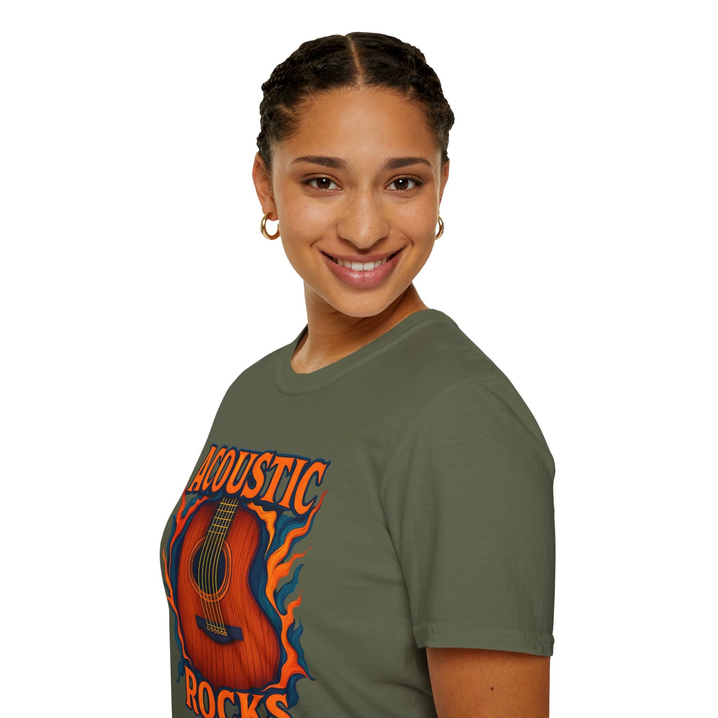 Acoustic Guitar T-Shirt — "Acoustic Rocks" Folk & Rock Tee