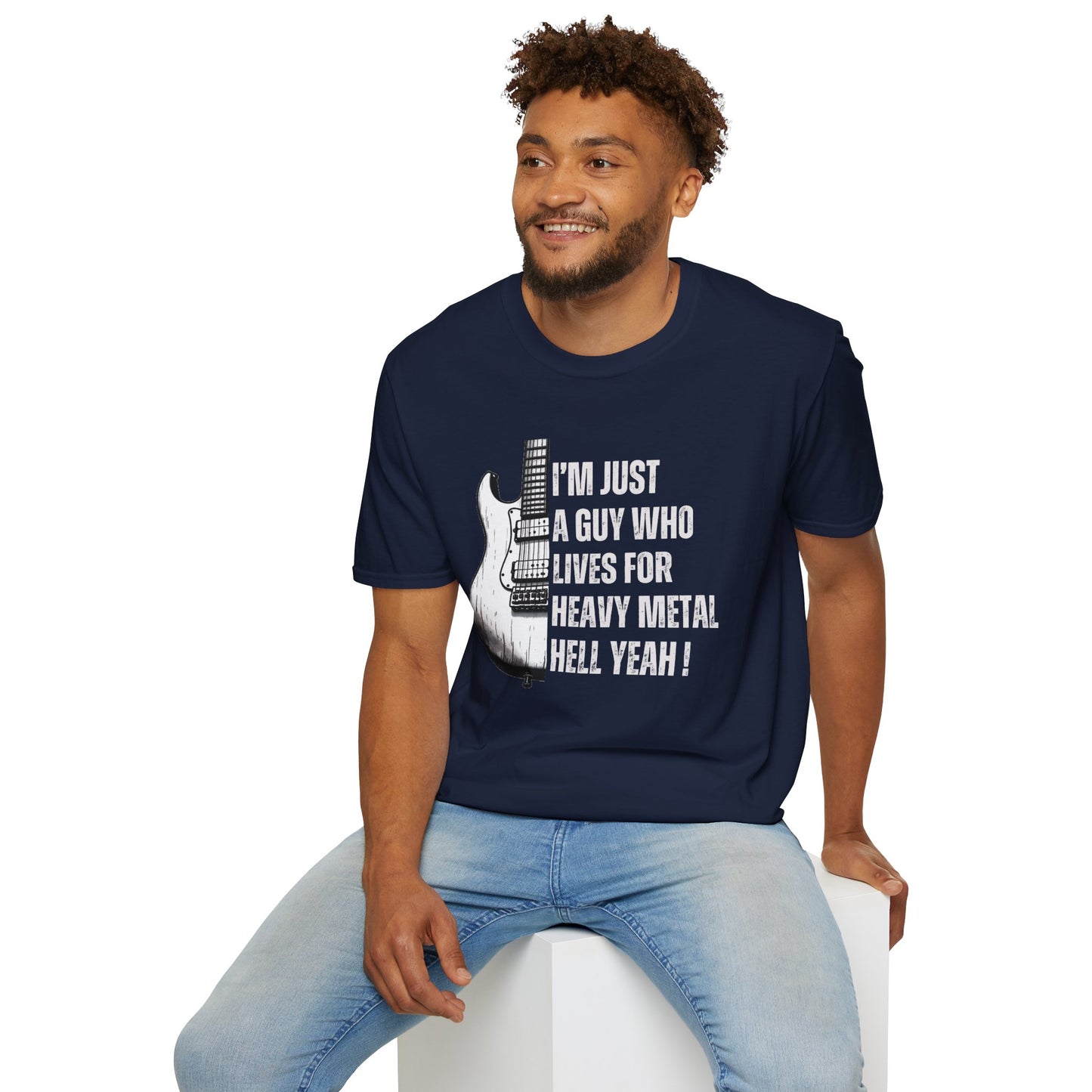 I'm Just A Guy Who Lives For Heavy Metal T-Shirt — Rock Guitar Graphic Tee