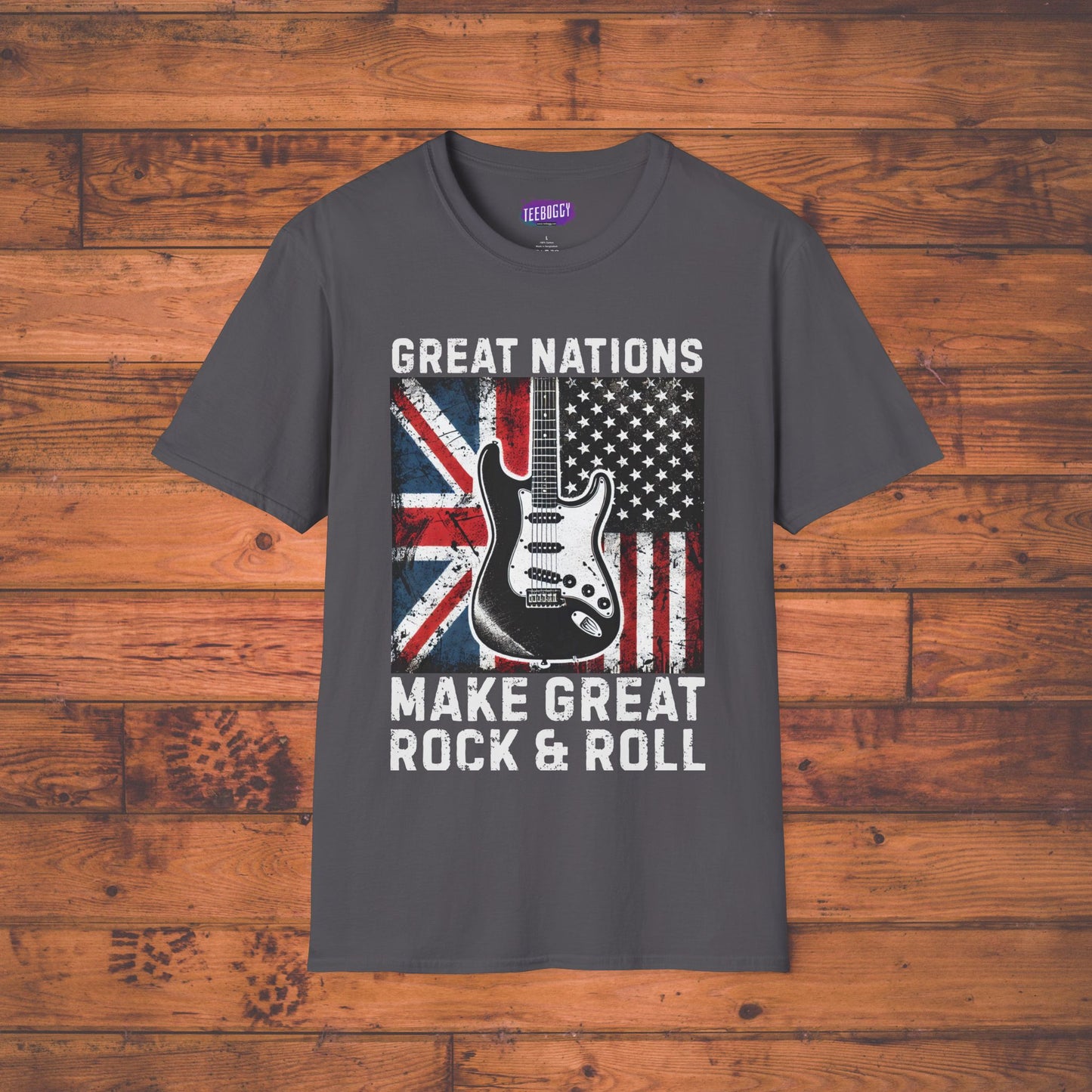 Graphic T-Shirt - UK & USA Flags - Great Nations Make Great Music