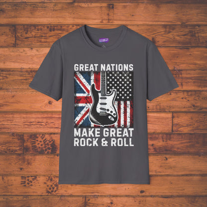 Graphic T-Shirt - UK & USA Flags - Great Nations Make Great Music