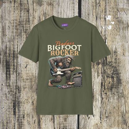 Sasquatch Rocker T-Shirt - Badass Bigfoot Guitar Tee