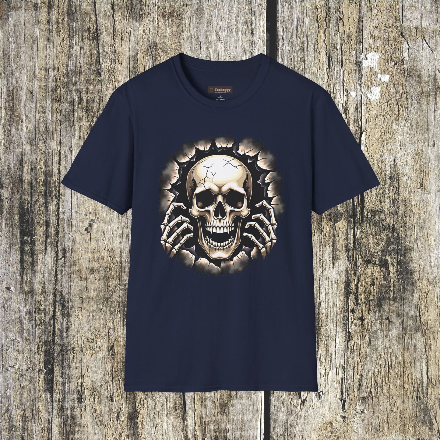 Skull Ripping Through T‑Shirt — Horror Metal Graphic Tee
