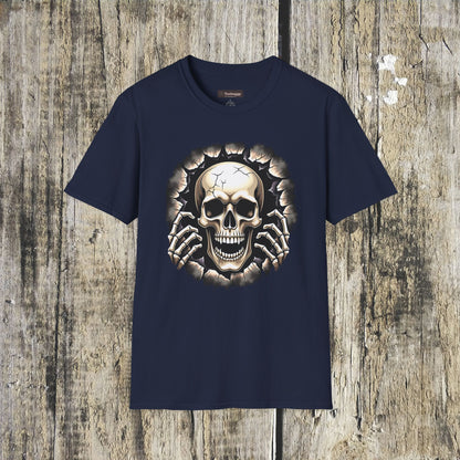 Skull Ripping Through T‑Shirt — Horror Metal Graphic Tee