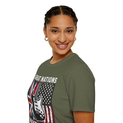 Graphic T-Shirt - UK & USA Flags - Great Nations Make Great Music